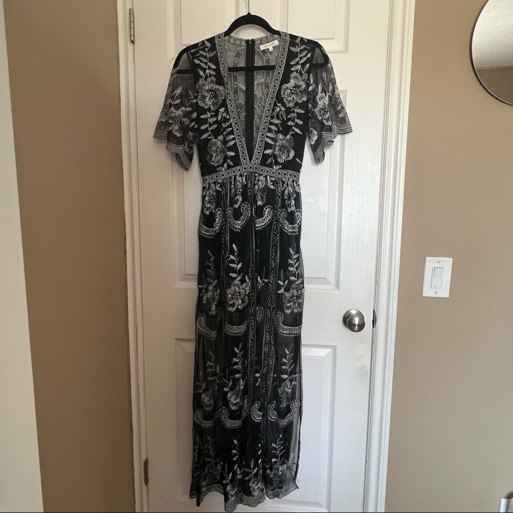 Honey Belle Black Embroidered Maxi Dress